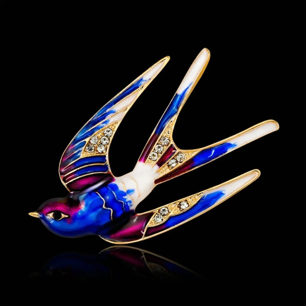 Colorful Rhinestone Swallow Brooch Pin New